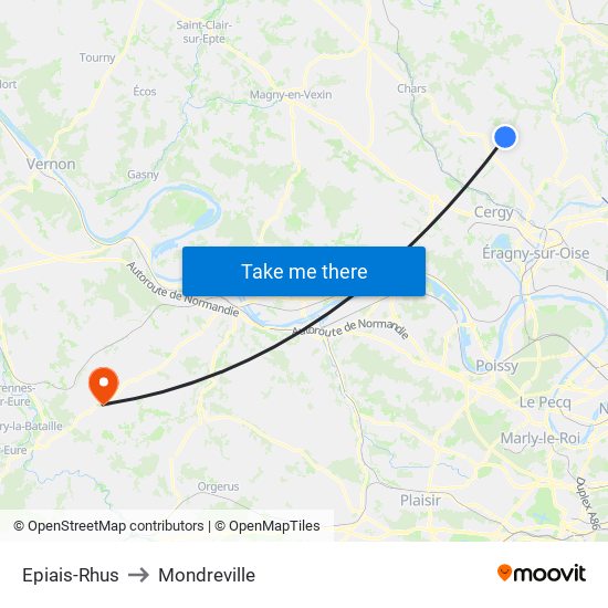 Epiais-Rhus to Mondreville map