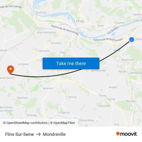 Flins-Sur-Seine to Mondreville map