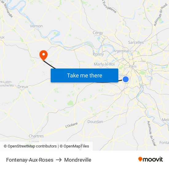 Fontenay-Aux-Roses to Mondreville map