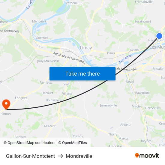 Gaillon-Sur-Montcient to Mondreville map