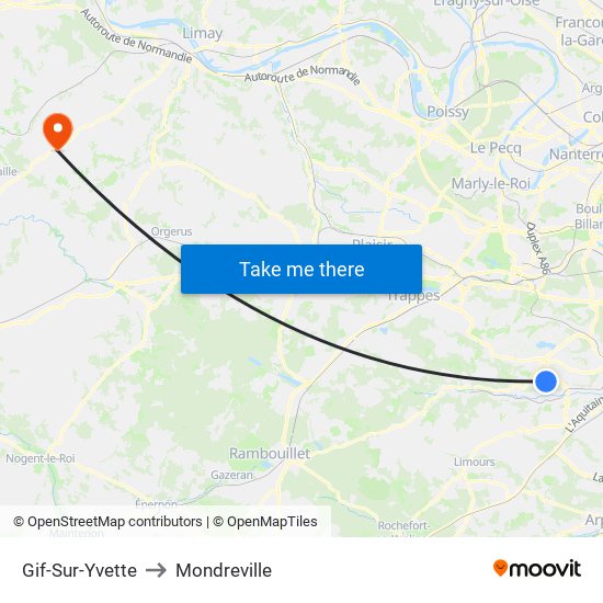 Gif-Sur-Yvette to Mondreville map