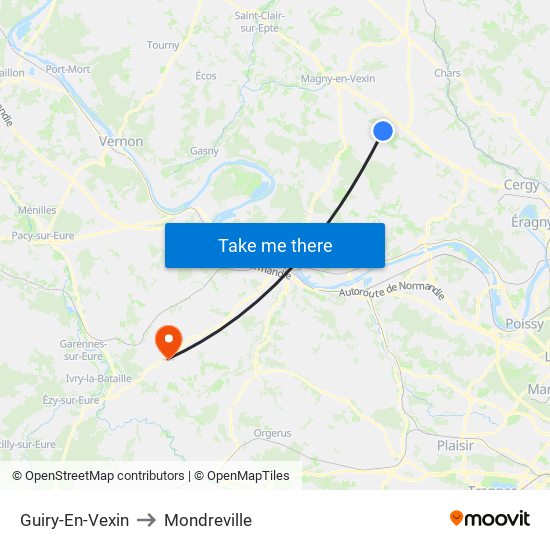 Guiry-En-Vexin to Mondreville map