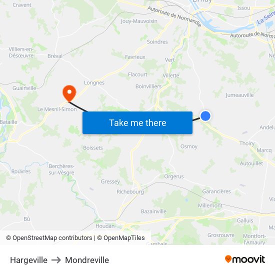 Hargeville to Mondreville map