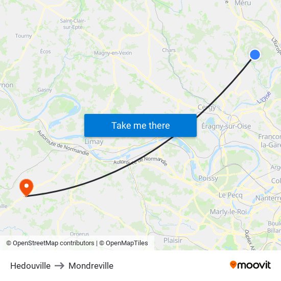 Hedouville to Mondreville map