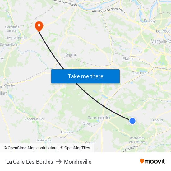 La Celle-Les-Bordes to Mondreville map