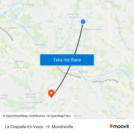 La Chapelle-En-Vexin to Mondreville map