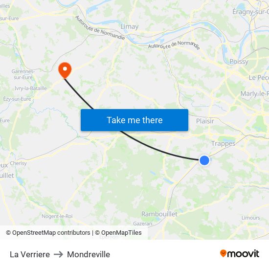 La Verriere to Mondreville map