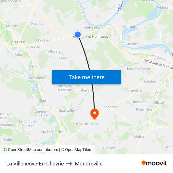 La Villeneuve-En-Chevrie to Mondreville map