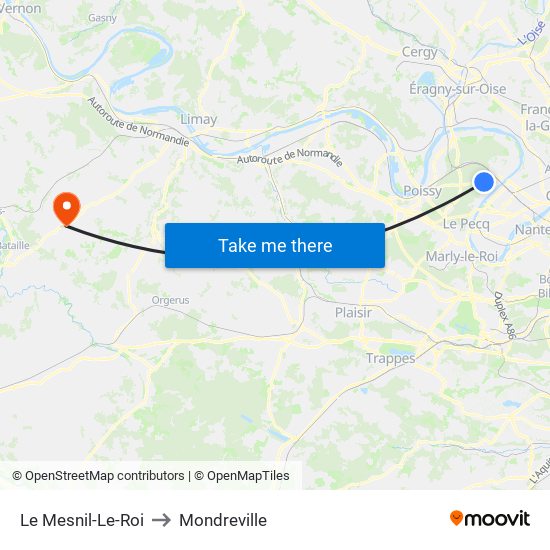 Le Mesnil-Le-Roi to Mondreville map