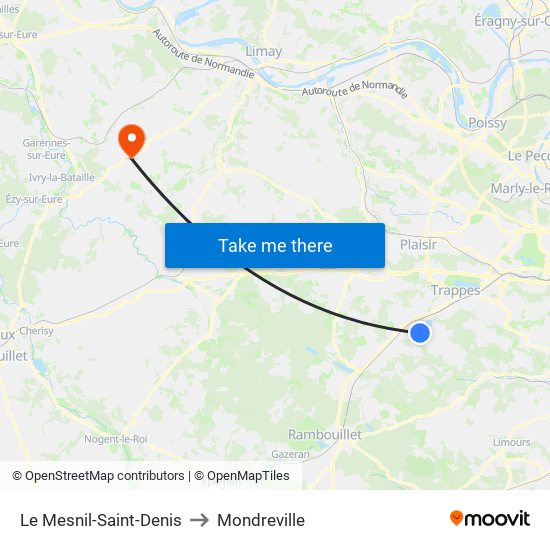 Le Mesnil-Saint-Denis to Mondreville map