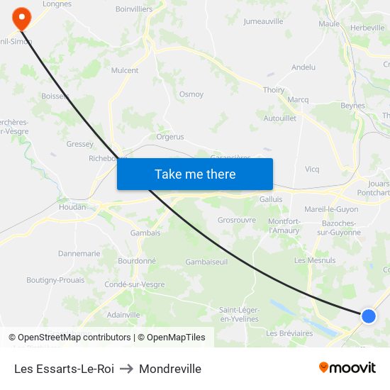 Les Essarts-Le-Roi to Mondreville map