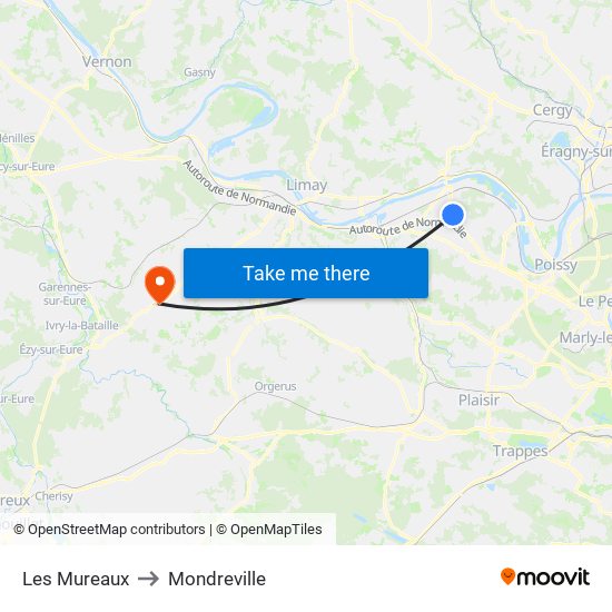 Les Mureaux to Mondreville map