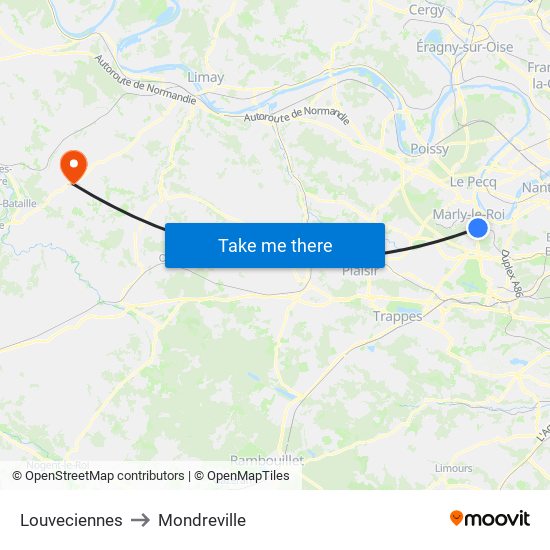 Louveciennes to Mondreville map