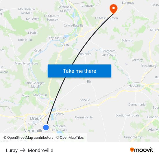 Luray to Mondreville map