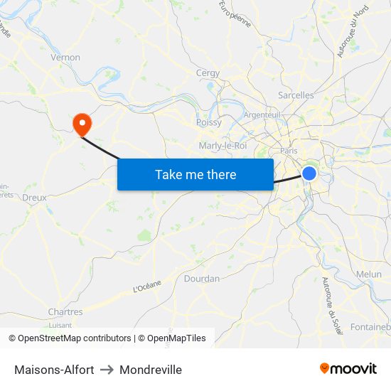 Maisons-Alfort to Mondreville map