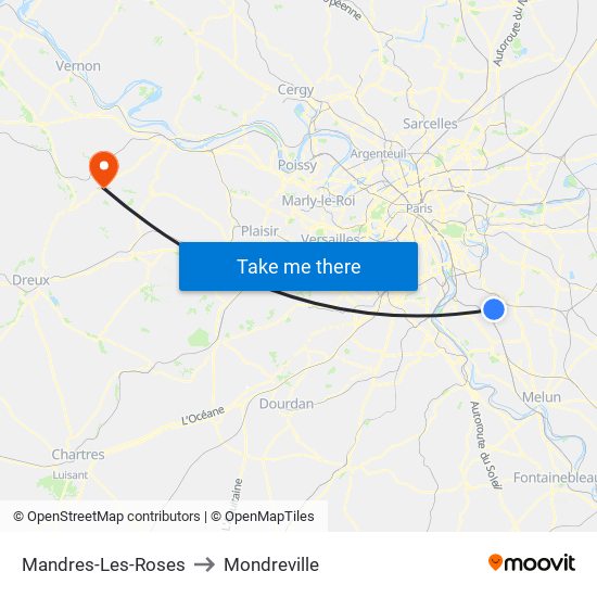 Mandres-Les-Roses to Mondreville map