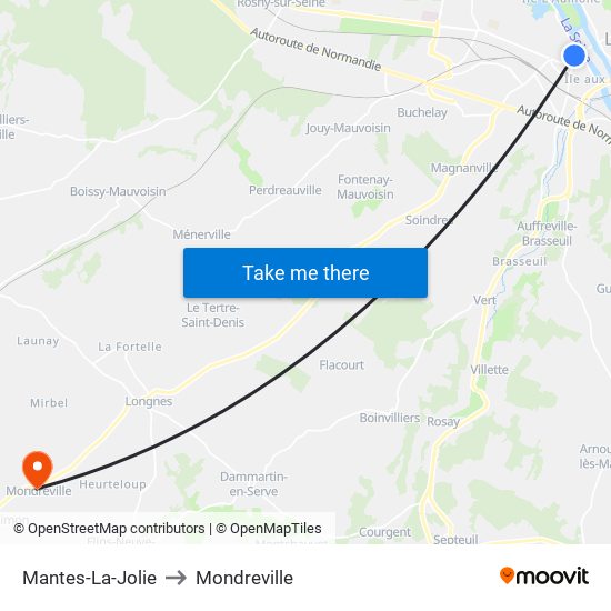 Mantes-La-Jolie to Mondreville map