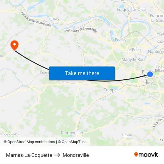 Marnes-La-Coquette to Mondreville map