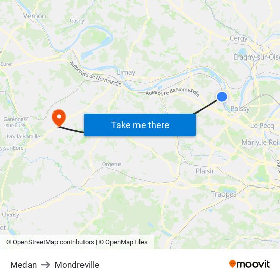 Medan to Mondreville map