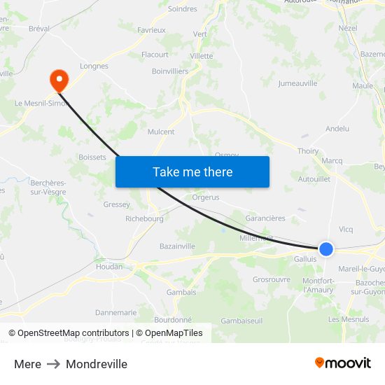 Mere to Mondreville map