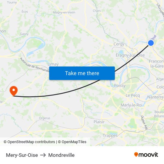 Mery-Sur-Oise to Mondreville map