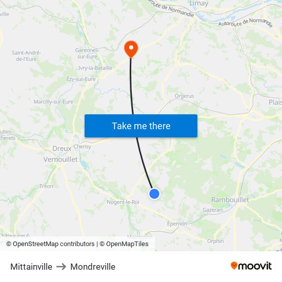 Mittainville to Mondreville map