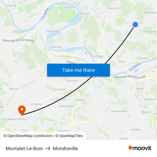 Montalet-Le-Bois to Mondreville map