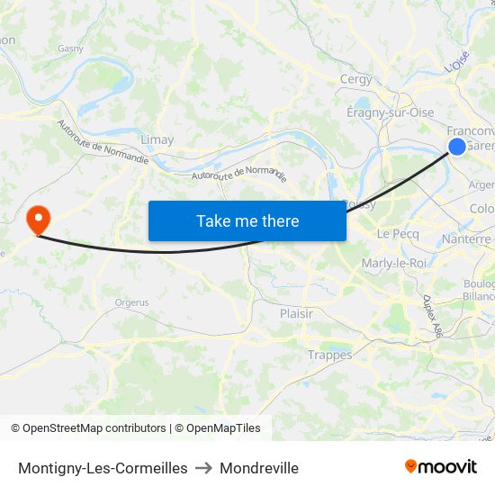 Montigny-Les-Cormeilles to Mondreville map