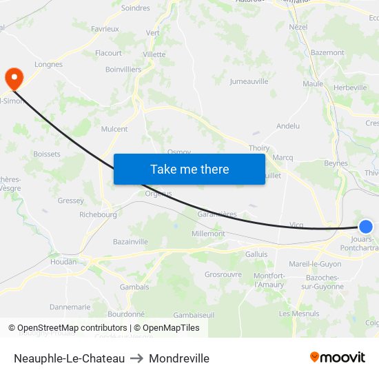 Neauphle-Le-Chateau to Mondreville map