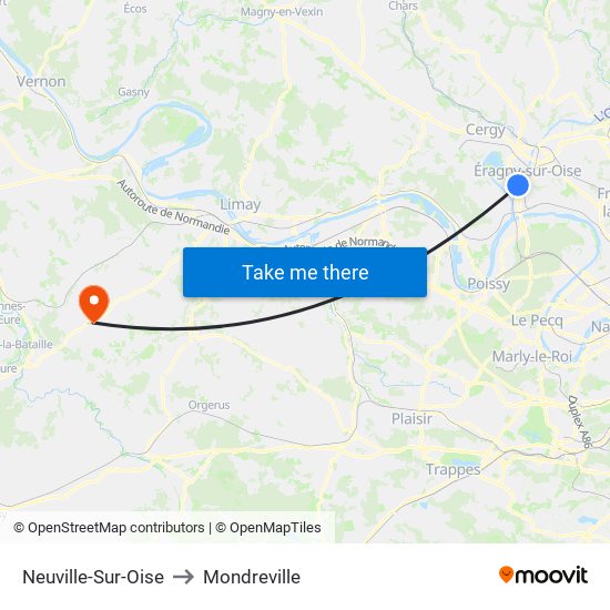 Neuville-Sur-Oise to Mondreville map