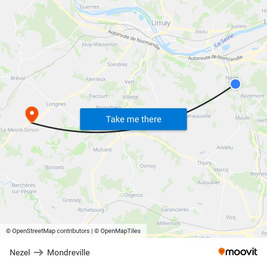 Nezel to Mondreville map