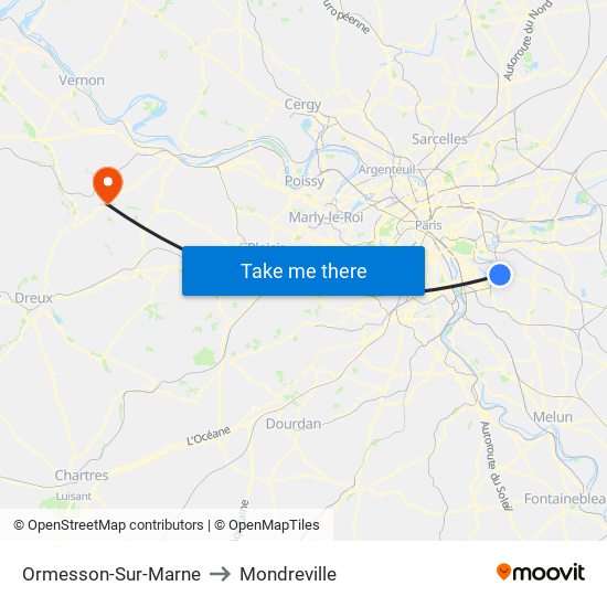 Ormesson-Sur-Marne to Mondreville map
