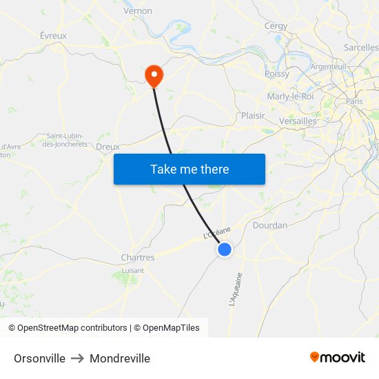 Orsonville to Mondreville map