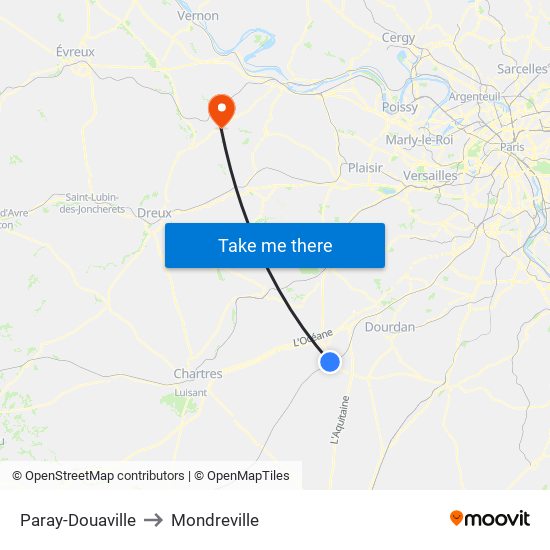 Paray-Douaville to Mondreville map