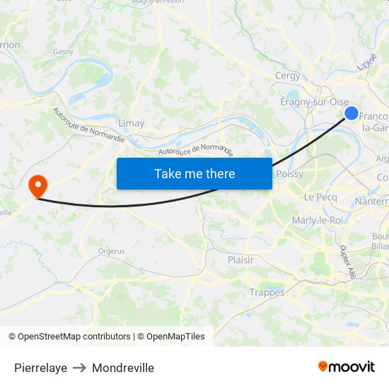 Pierrelaye to Mondreville map