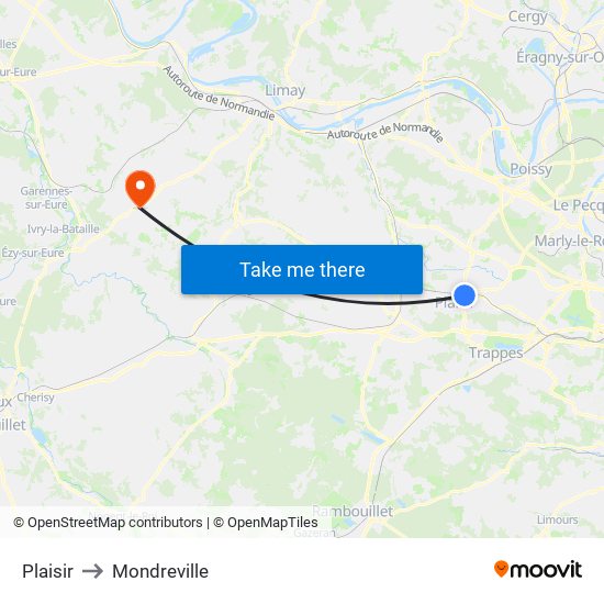 Plaisir to Mondreville map