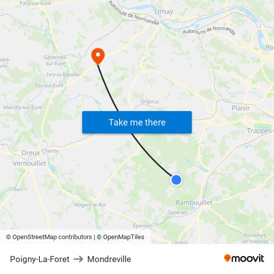 Poigny-La-Foret to Mondreville map