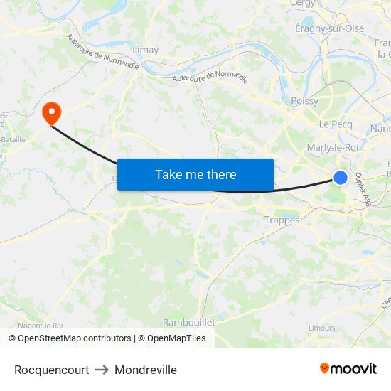 Rocquencourt to Mondreville map
