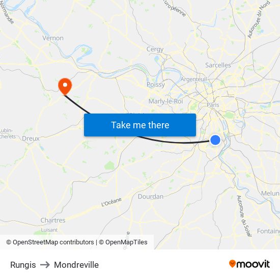 Rungis to Mondreville map