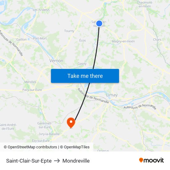 Saint-Clair-Sur-Epte to Mondreville map