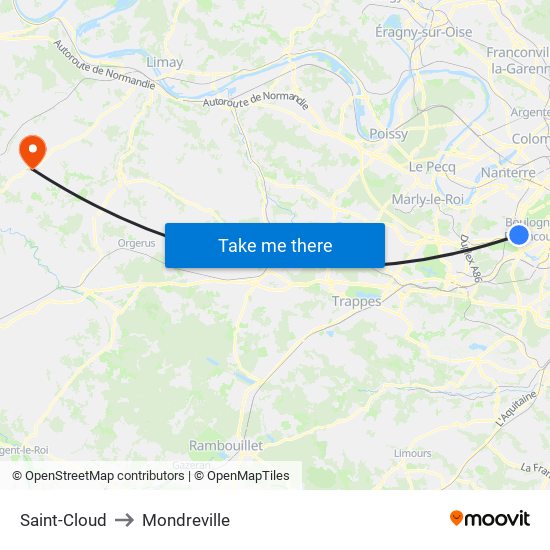 Saint-Cloud to Mondreville map