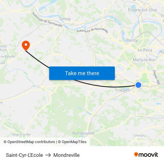 Saint-Cyr-L'Ecole to Mondreville map