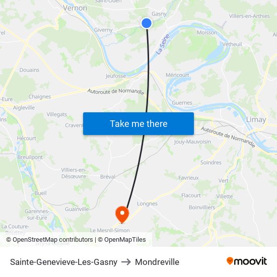 Sainte-Genevieve-Les-Gasny to Mondreville map