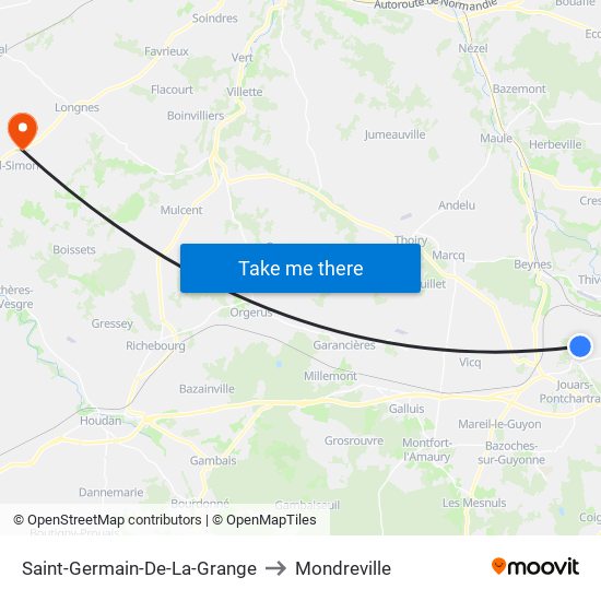 Saint-Germain-De-La-Grange to Mondreville map