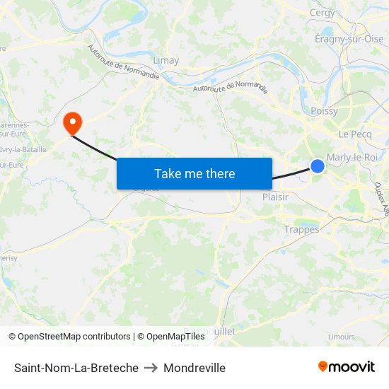 Saint-Nom-La-Breteche to Mondreville map