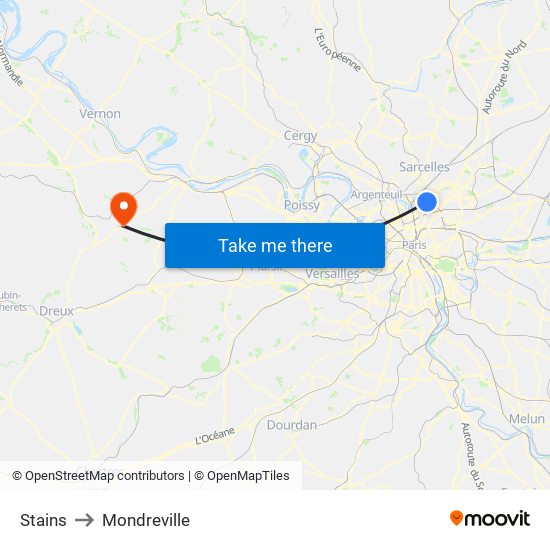 Stains to Mondreville map