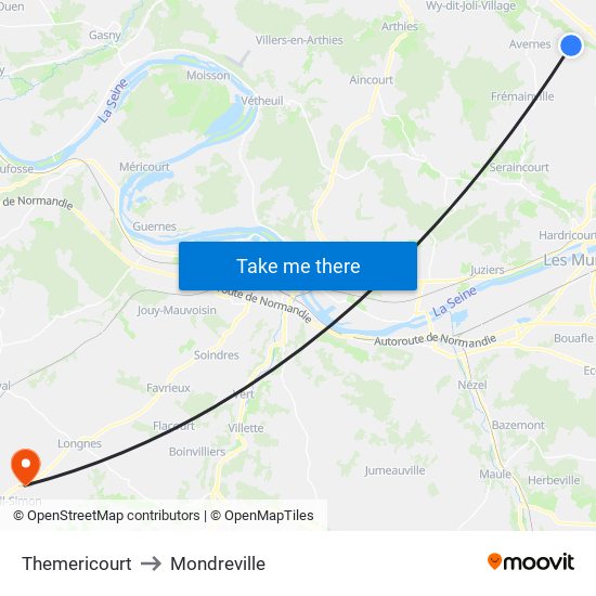 Themericourt to Mondreville map