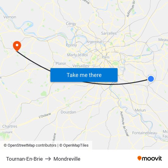 Tournan-En-Brie to Mondreville map