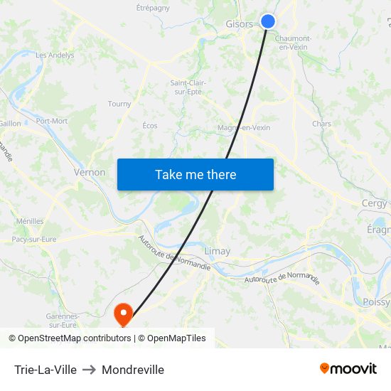 Trie-La-Ville to Mondreville map