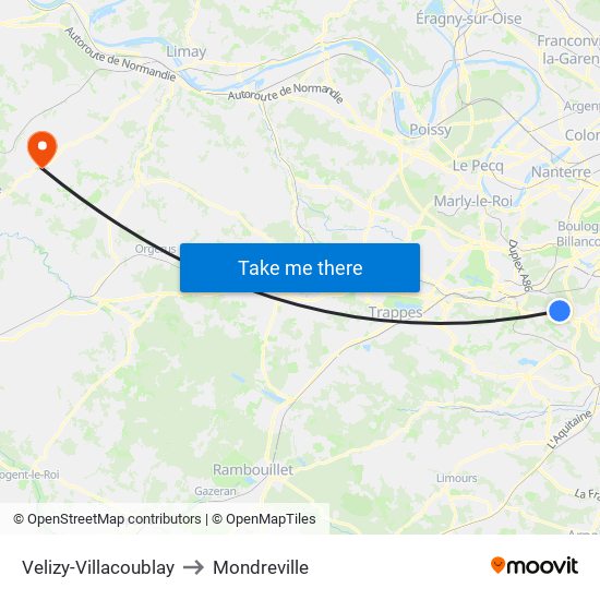 Velizy-Villacoublay to Mondreville map